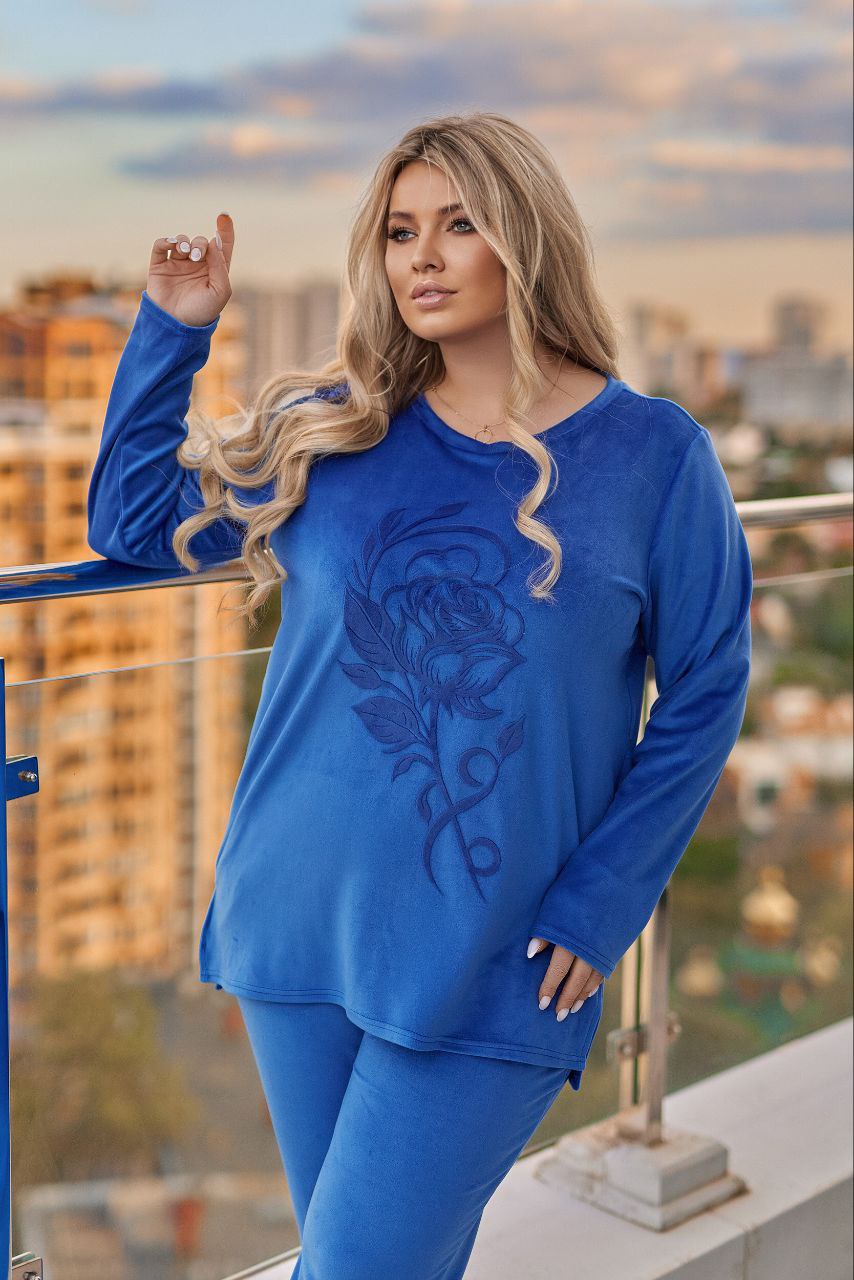 Velvet set with an applique  - Twiggy Shop