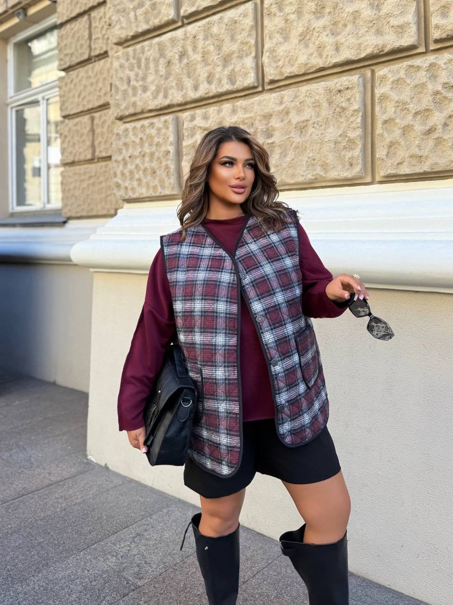 Checkered vest  - Twiggy Shop