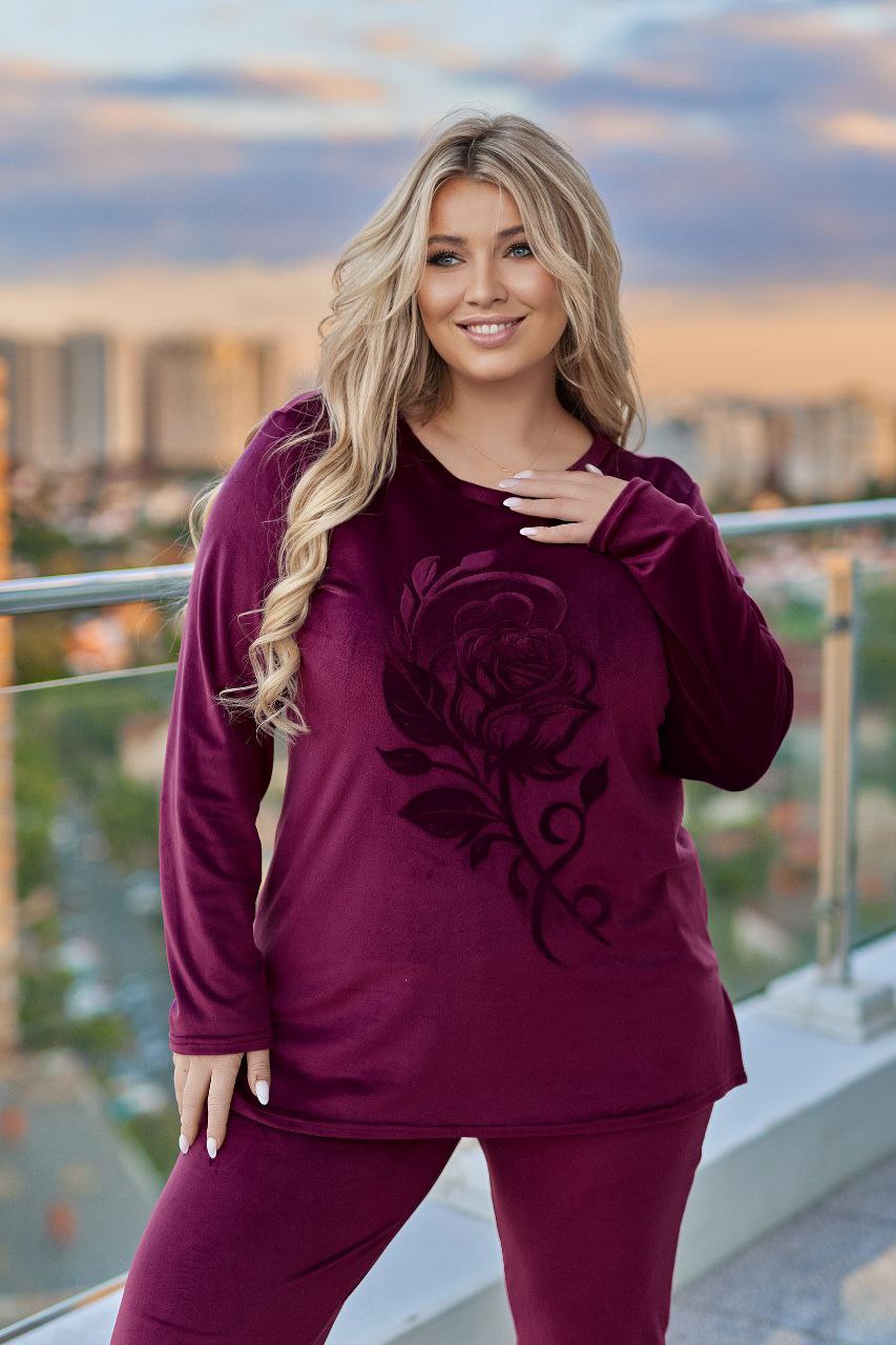 Velvet set with an applique  - Twiggy Shop