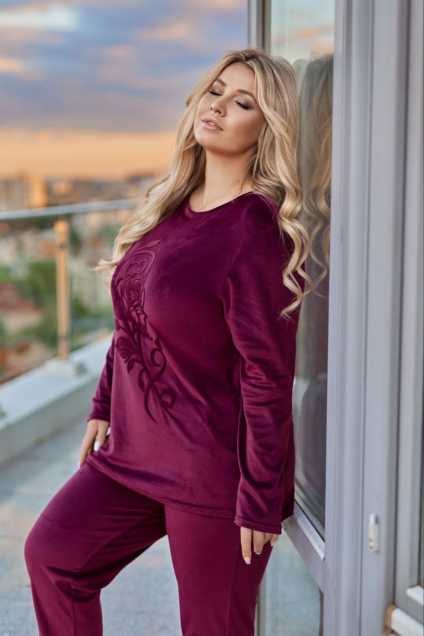 Velvet set with an applique  - Twiggy Shop