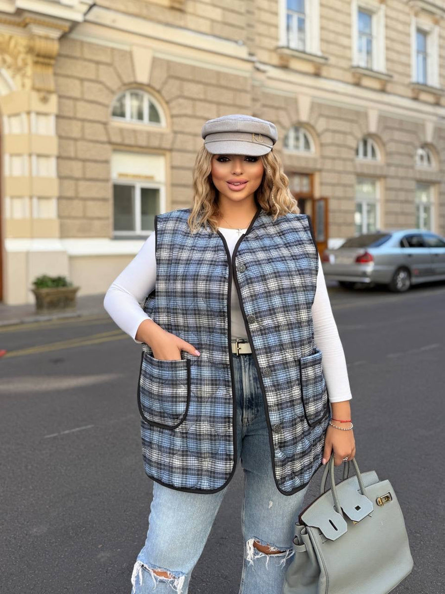 Checkered vest  - Twiggy Shop