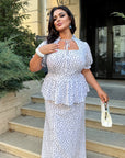 Long Dress with Detachable Peplum Belt