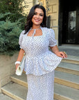 Long Dress with Detachable Peplum Belt