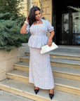 Long Dress with Detachable Peplum Belt