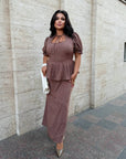 Long Dress with Detachable Peplum Belt