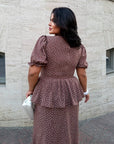 Long Dress with Detachable Peplum Belt