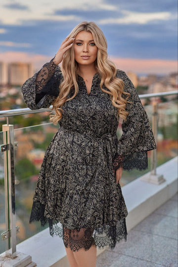 Printed dress with lace  - Twiggy Shop