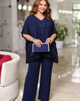 Blouse and wide-leg pants set with embroidery , polyester, lycra и nylon, стиlinen  и комфортен, за ежедневна и елегантна визия.