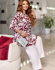 Blouse с цветен принт от polyester, част от комплект, показана на изображението.