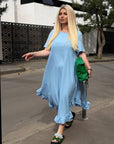 Loose-fit dress with ruffles