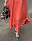 Loose-fit dress with ruffles