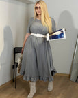 Loose-fit dress with ruffles