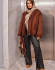 Short eco-suede coat - Twiggy Shop