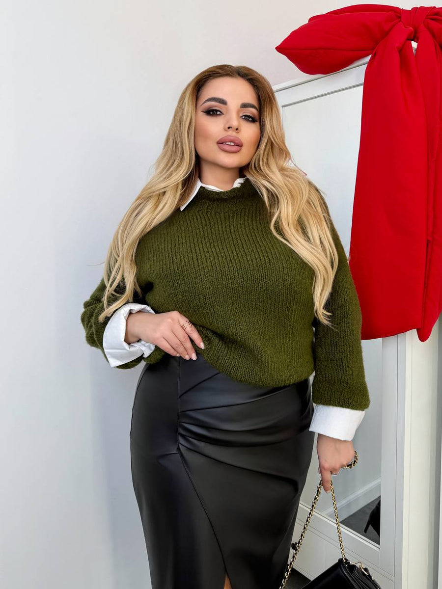 Midi skirt made of faux leather  - Twiggy Shop