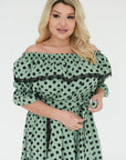 Vestido largo de lunares con volante