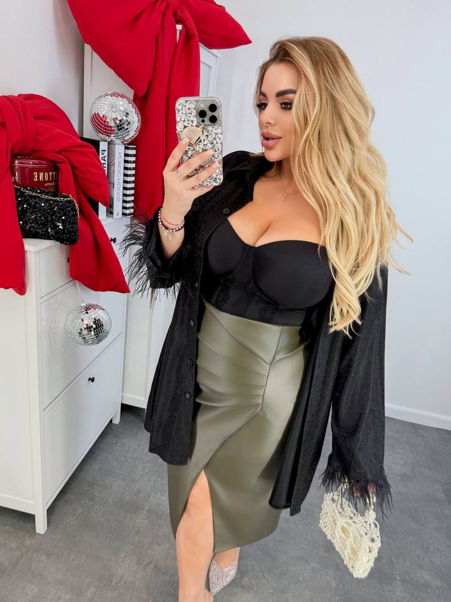 Midi skirt made of faux leather  - Twiggy Shop