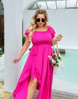 Robe longue douce à volants