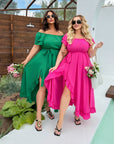 Robe longue douce à volants