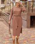 Knit dress with a slit