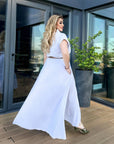 Long linen dress with belt