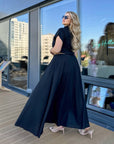 Long linen dress with belt
