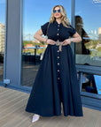 Long linen dress with belt