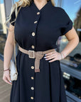 Long linen dress with belt