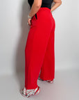 Стиlinen  дамски pants с декорации и копчета, изработен от polyester, viscose и spandex, преден изглед.