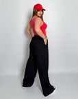 Декориран polyesterен pants със копчета, висока Waist и моден дизайн, подходящ за ежедневен стил.