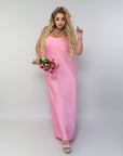 Дълга satinена рокля със стиlinen  кройка, Whiteа на цвят, от polyester и viscose, подходяща за празнични събития.