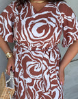 Midi dress with belt