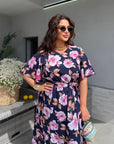 Midi dress with belt