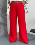 Women's wide-leg trousers made from polyester, viscose and spandex, model with elegant and comfortable design