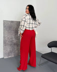 Stylish women's wide-leg trousers, polyester, viscose and spandex for comfort and elegant style
