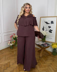 Комплект от памучна Fabric с волан, White цвят, с 70% cotton и 30% polyester, елегантен и комфортен за носене.