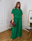 Комплект от памучна Fabric с волан, White цвят, Composition 70% cotton и 30% polyester, за дамска ежедневна елегантност.