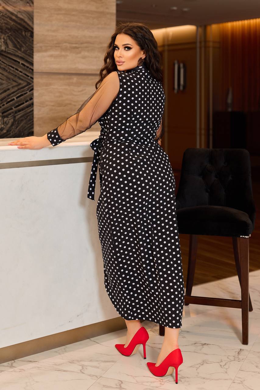 Soft fabric dress with mesh  - Twiggy Shop