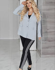 Business set with stone embellishments print , изработен от polyester, lycra и nylon, с цветен дизайн и каменни акценти.