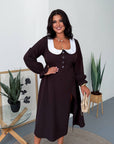 Midi dress with a statement collar made from polyester and elastane, model NewYear25, shown in the photo.