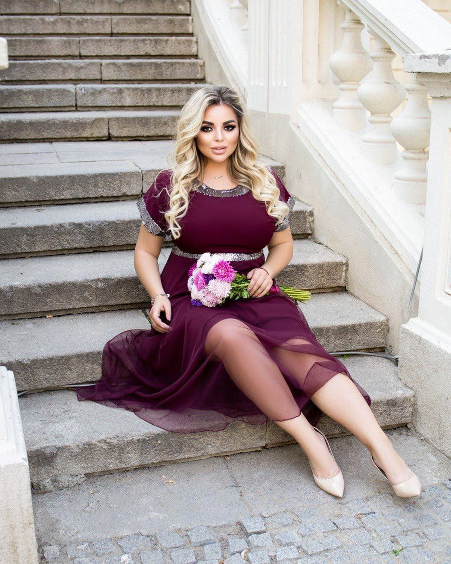 Soft fabric dress with mesh  - Twiggy Shop