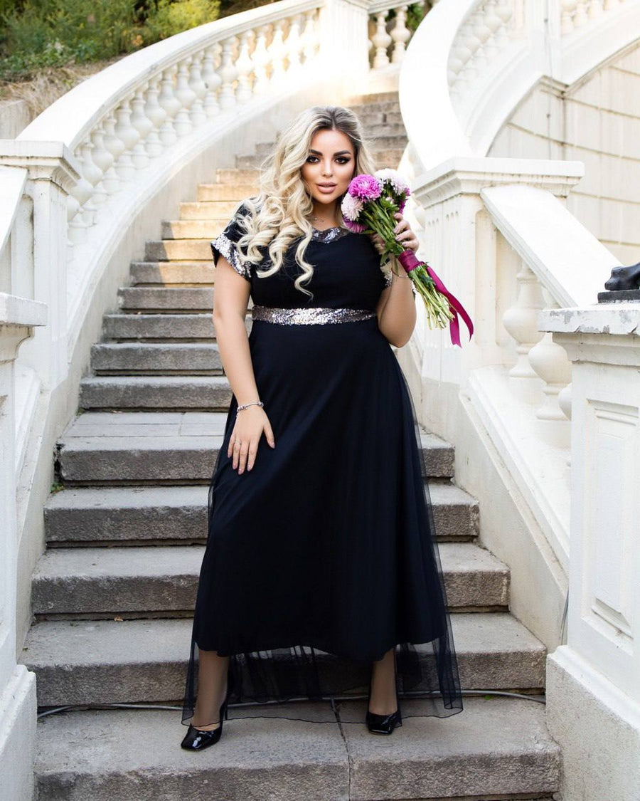 Soft fabric dress with mesh  - Twiggy Shop