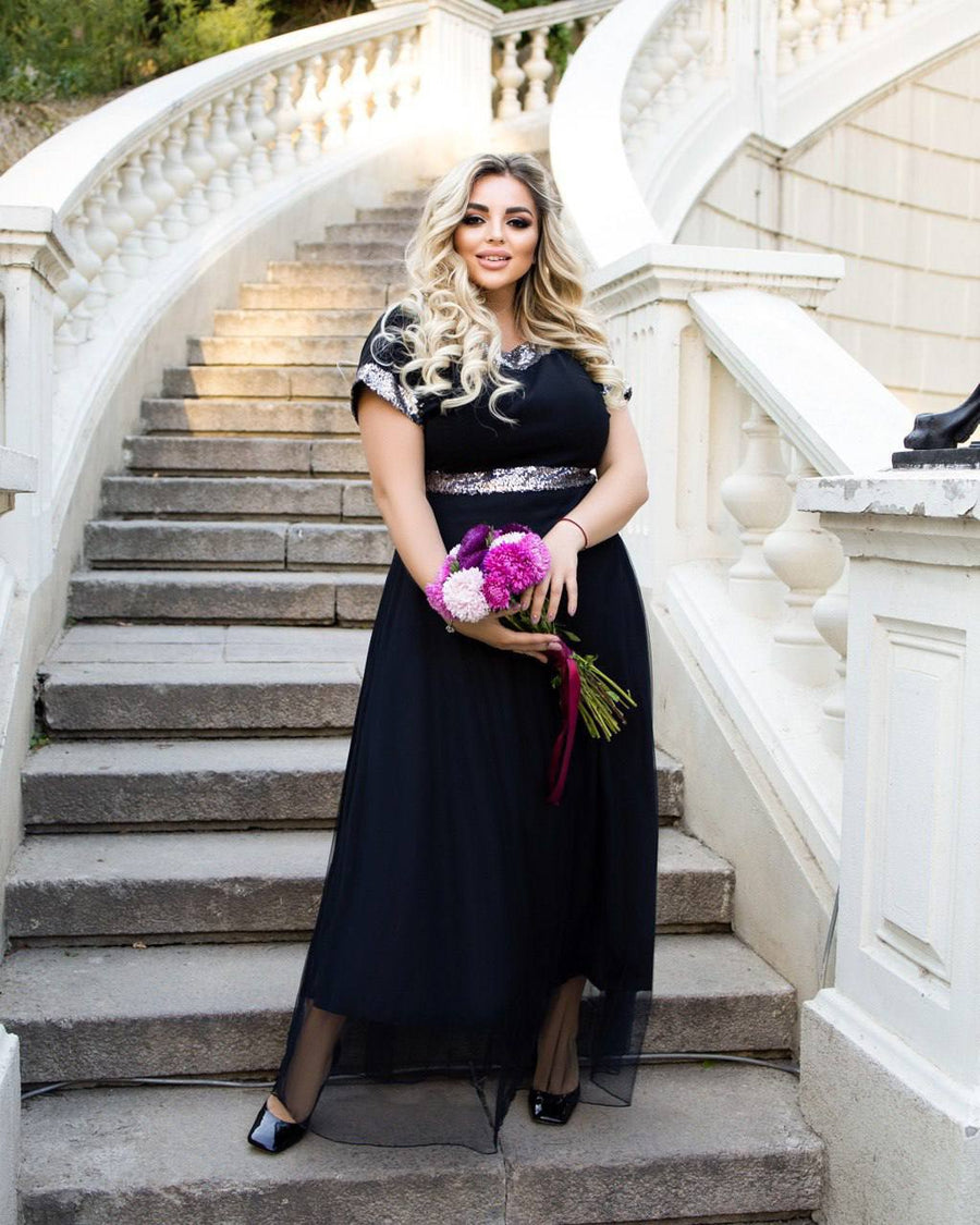 Soft fabric dress with mesh  - Twiggy Shop