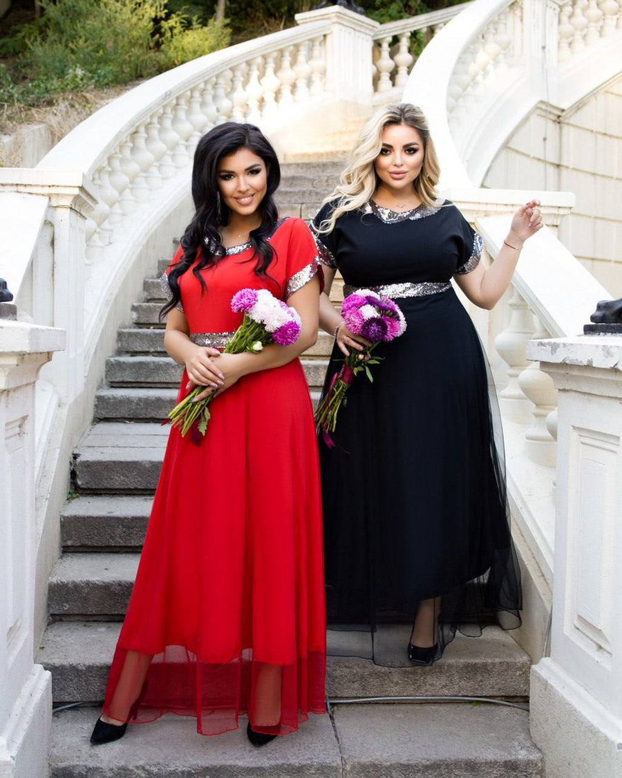 Soft fabric dress with mesh  - Twiggy Shop