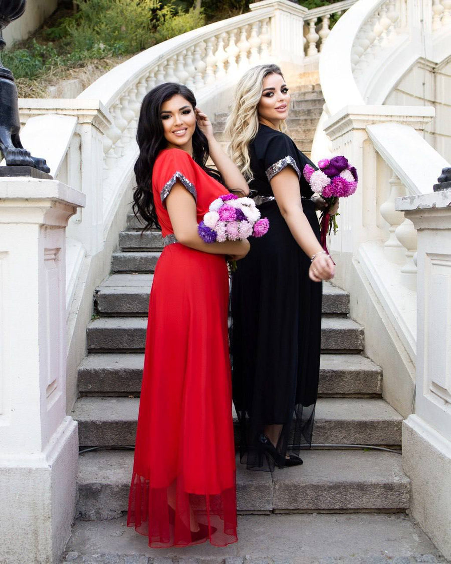 Soft fabric dress with mesh  - Twiggy Shop