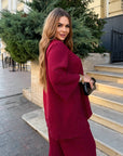 Loose-fitting set with rhinestones, polyester, viscose and lycra, image of fashionable women's set.