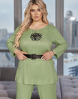 Ribbed fabric set with a belt , polyester и lycra, подходящ за ежедневна екипировка, изображение на продукт с колан.