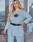 Ribbed fabric set with a belt , polyester 80%, lycra 2%, nylon 18%, за стиlinen  ежедневен облик.