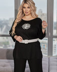 Ribbed fabric set with a belt , polyester и lycra, изображение на White фон, показващ дизайн и текстура.