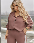 Комплект риза и pants от cotton, polyester и elastane, с деликатен дизайн и комфортна кройка.