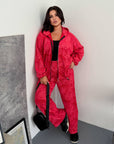 Everyday hooded set made from viscose, cotton and elastane, comfortable everyday set in the image.